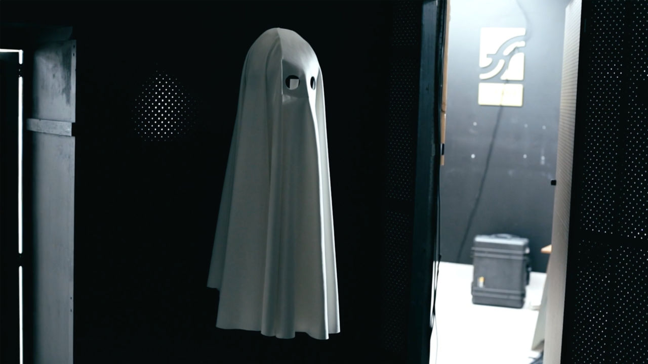 Ghosts film set Ghost prop being photographed in studio.