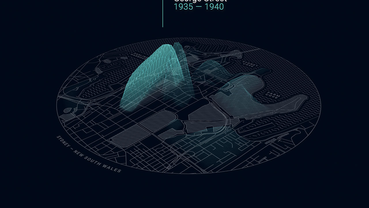 WebGL exploration Data visualisation of George Street between 1935 and 1940.