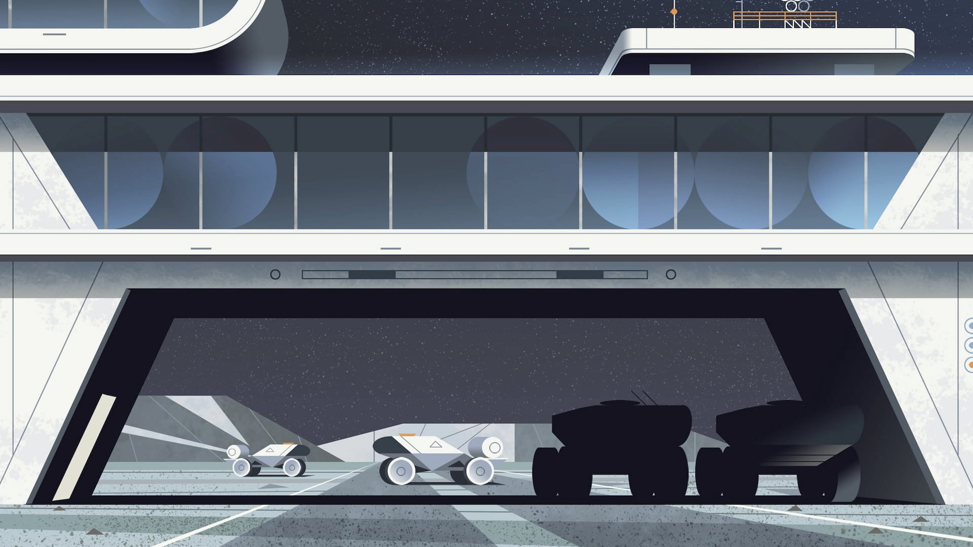 Atlassian space vehicles Render of lunar rover vehicles.