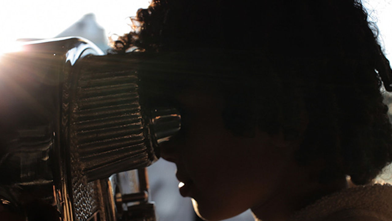 Binocular experience Child looking through binoculars.