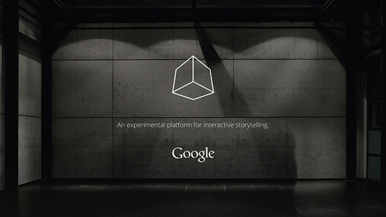 Interactive story telling platform Google logo for The Cube, an experimental platform for interactive storytelling.
