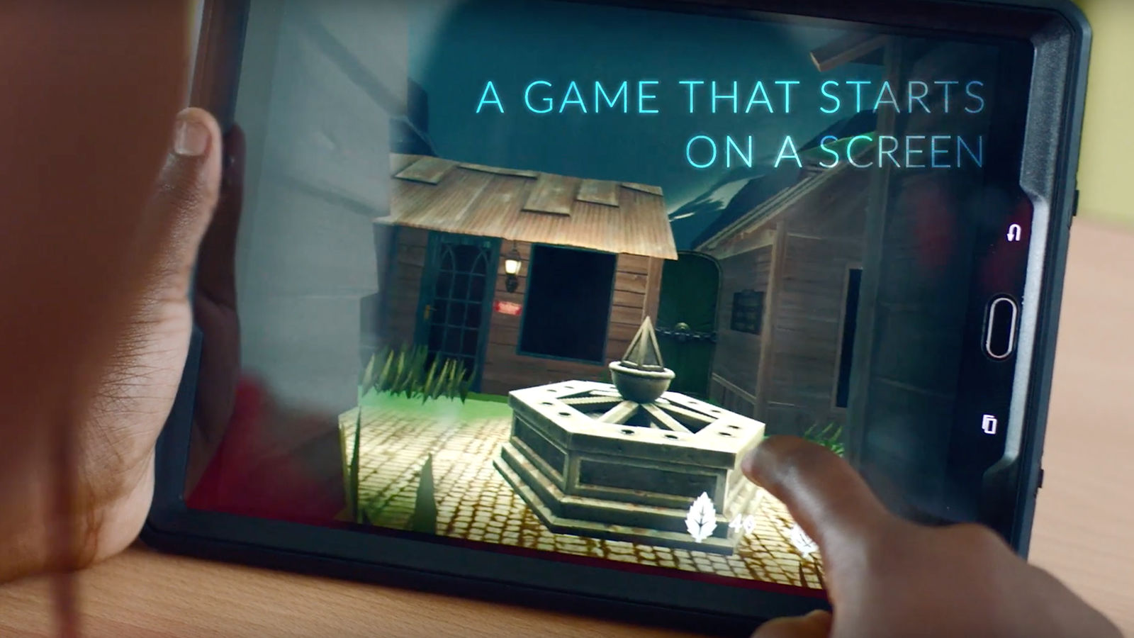 Fallow cross gameplay experience Close-up of touchscreen playing The Oracles game.